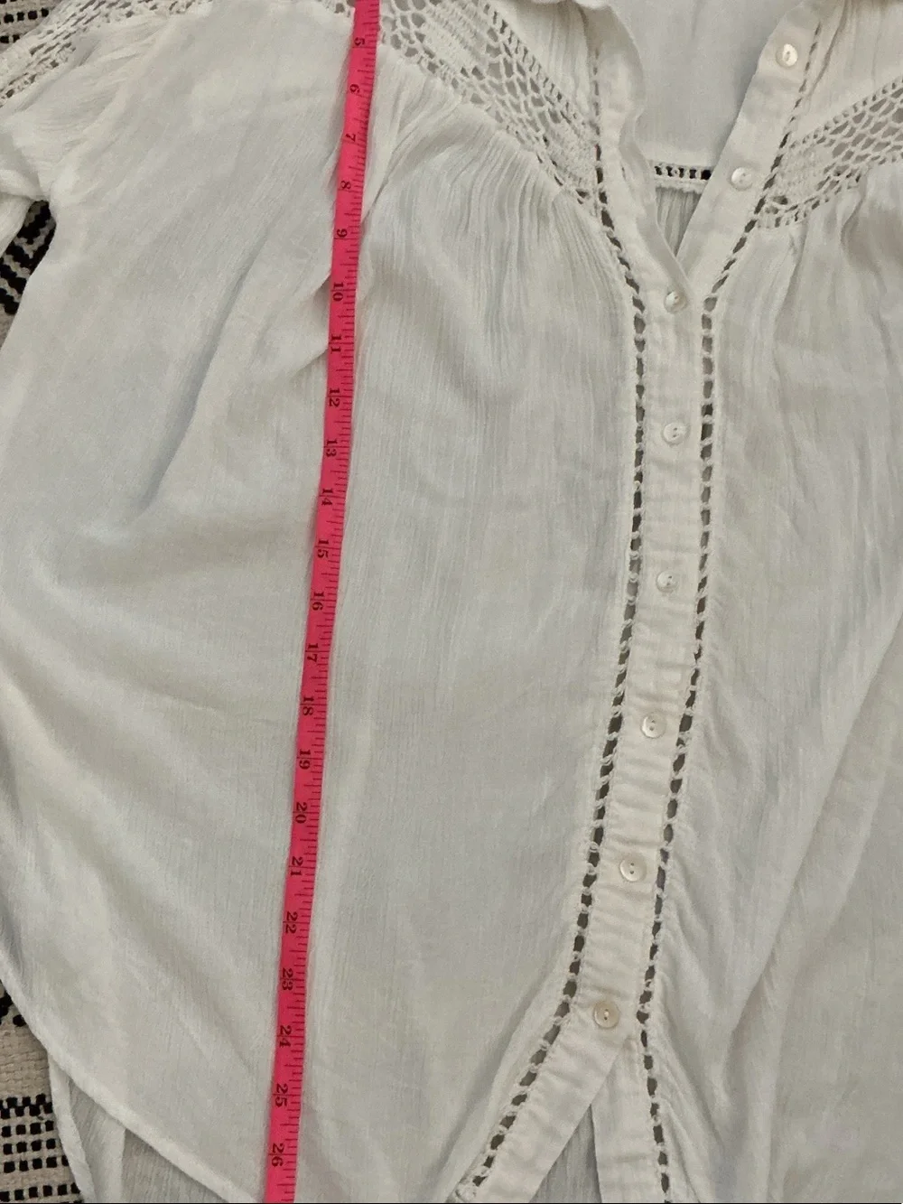 Free People Katie bird White Crochet-Detail Button Down Shirt - Picture 5 of 10